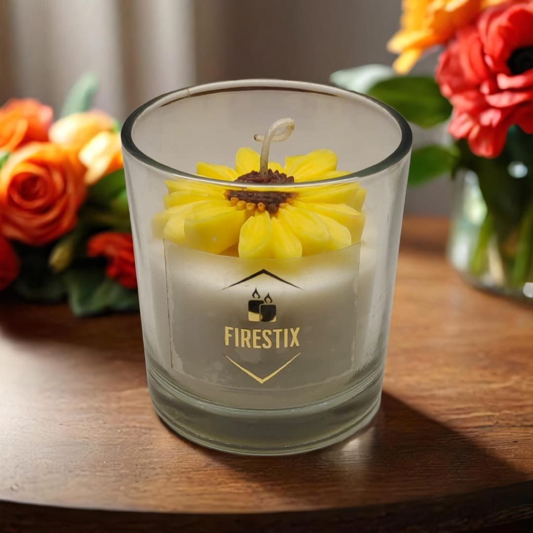 Floral Glass Candle
