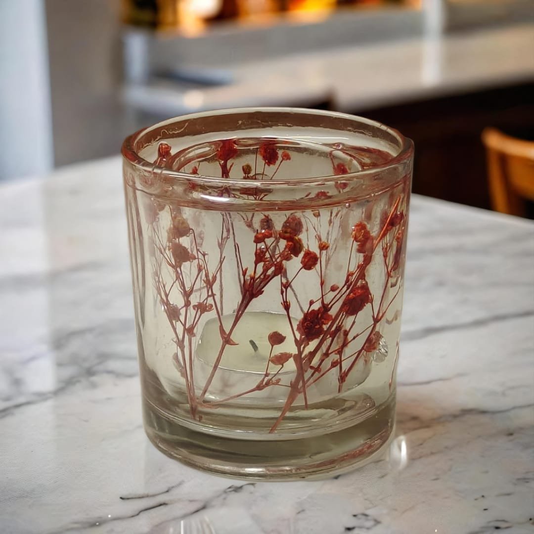 Glass Resin Holder & Tealight (Pack of 8 )