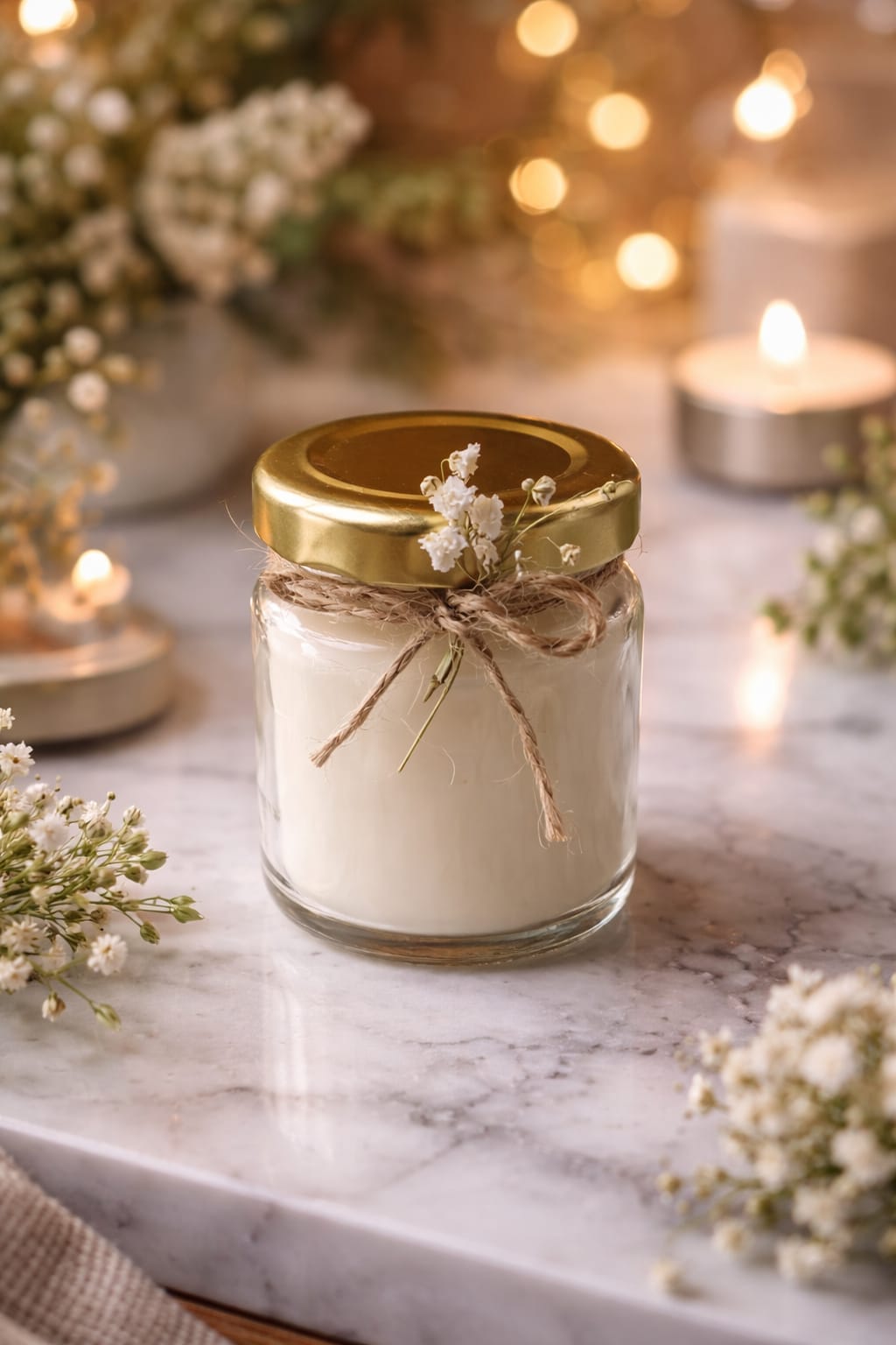 Glass Jar with baby breath flower (pack of 4)