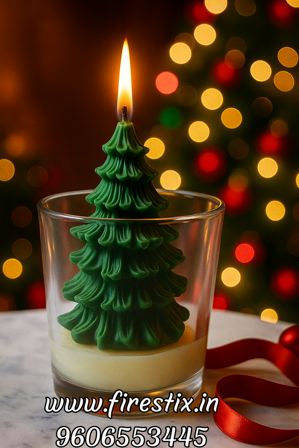 Christmas tree glass candle