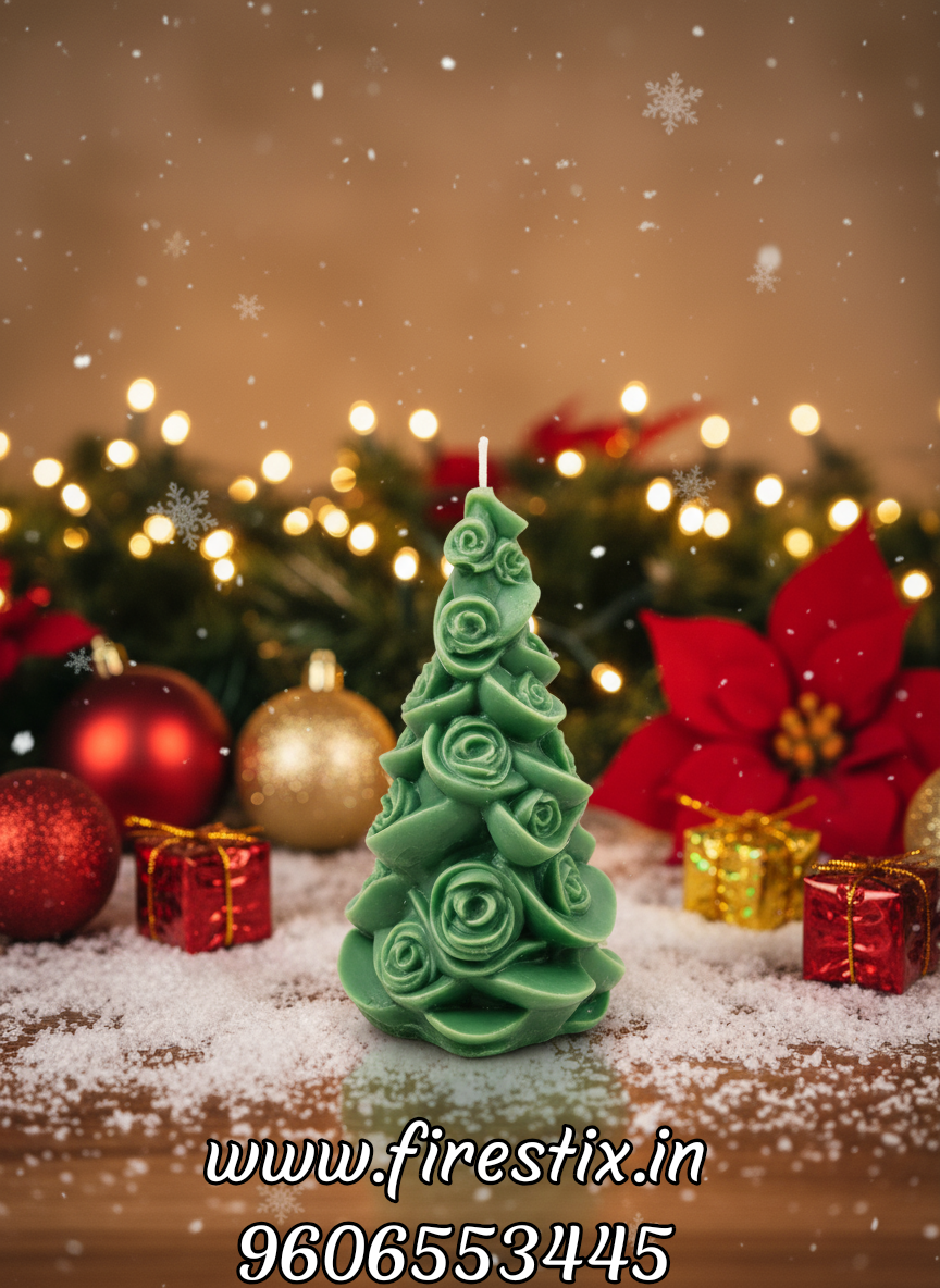Rose Christmas Tree Candle