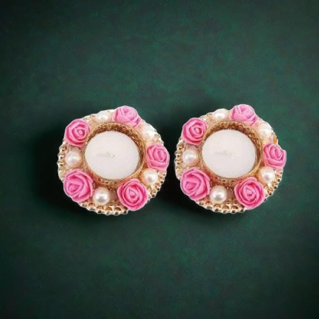 Penta Floral beaded Tealight holder(pack of 1)