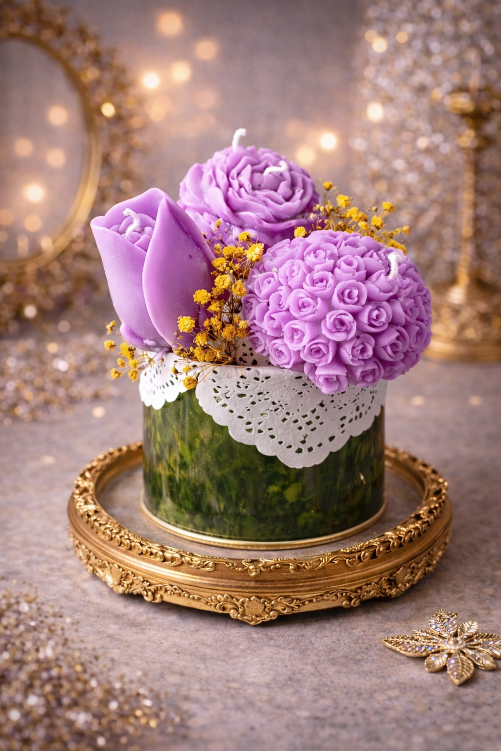 Flowers in a Golden Tin