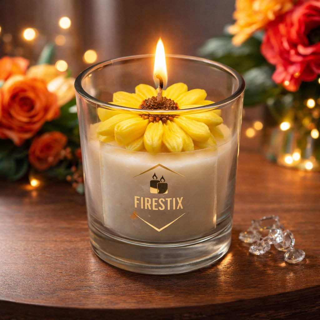 Floral Glass Candle