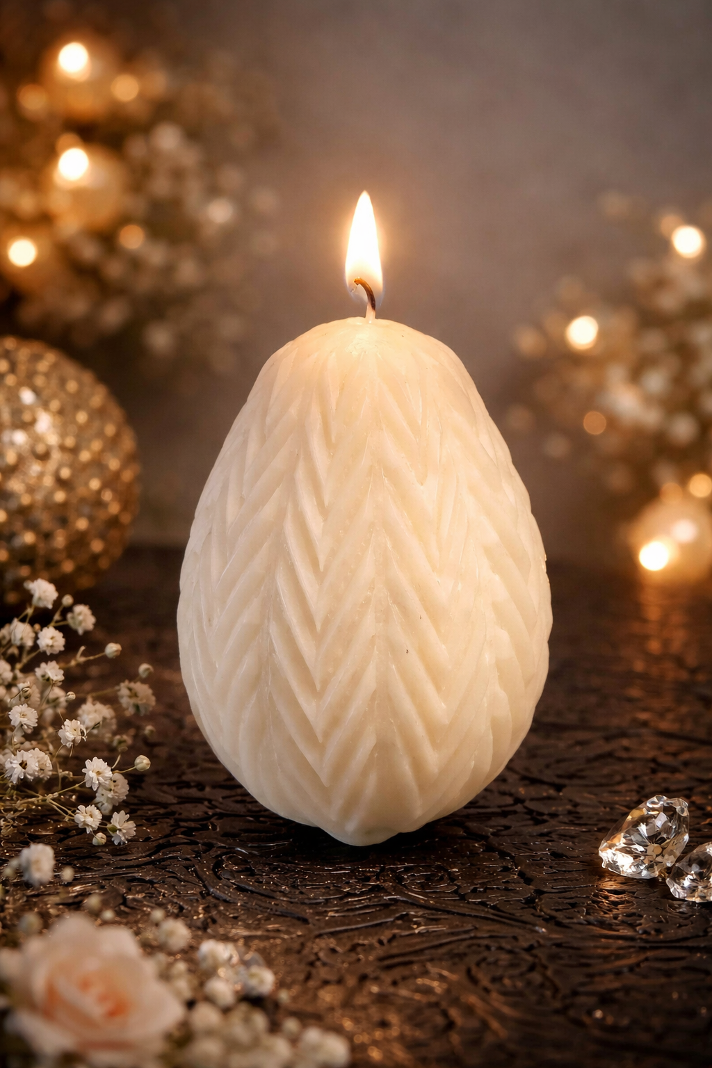 Ribbed Easter Egg Candle