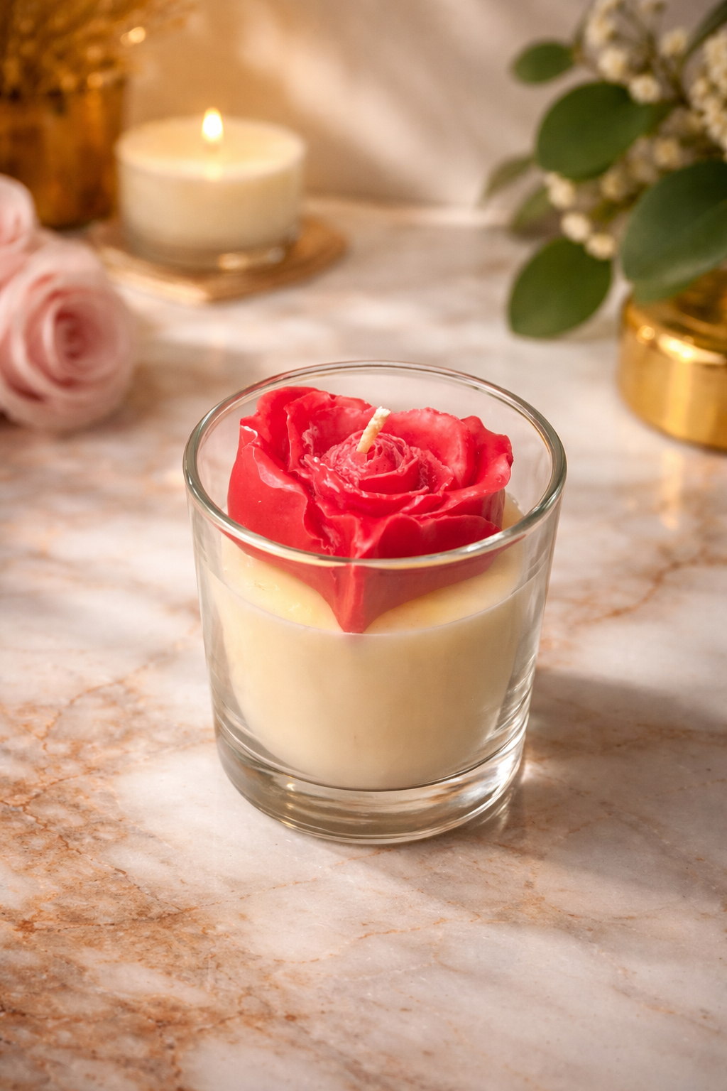 Rose bloom in a glass