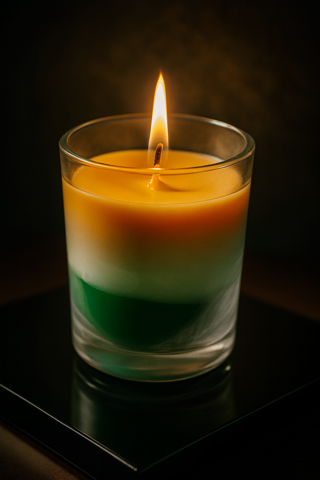 Tricolour Glass candle