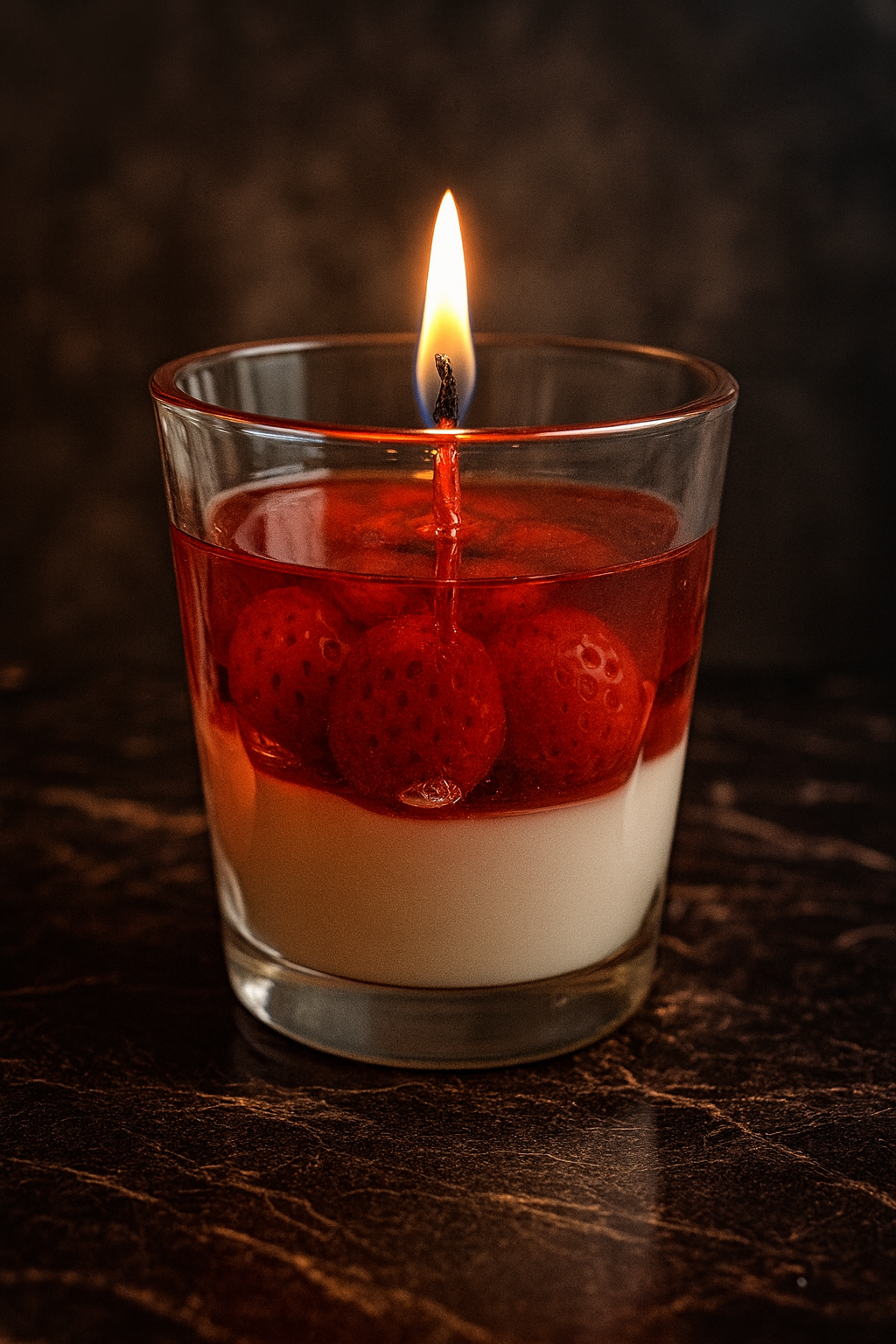 Strawberry kiss Glass Candle