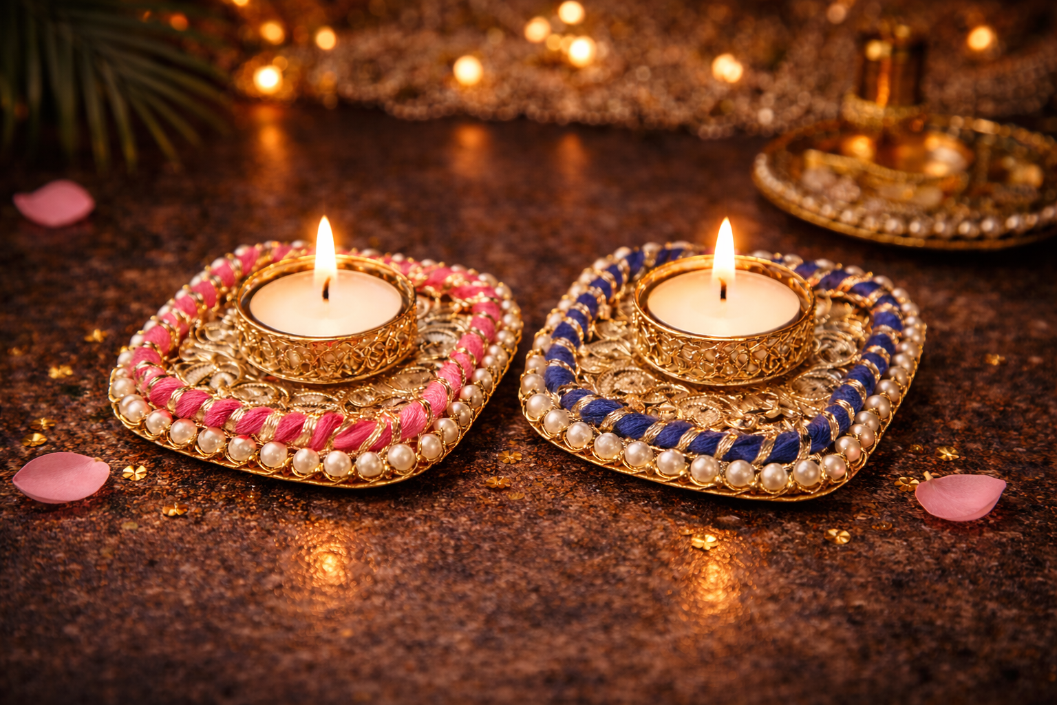 Square Beaded Tealight Holder (pack of 1)