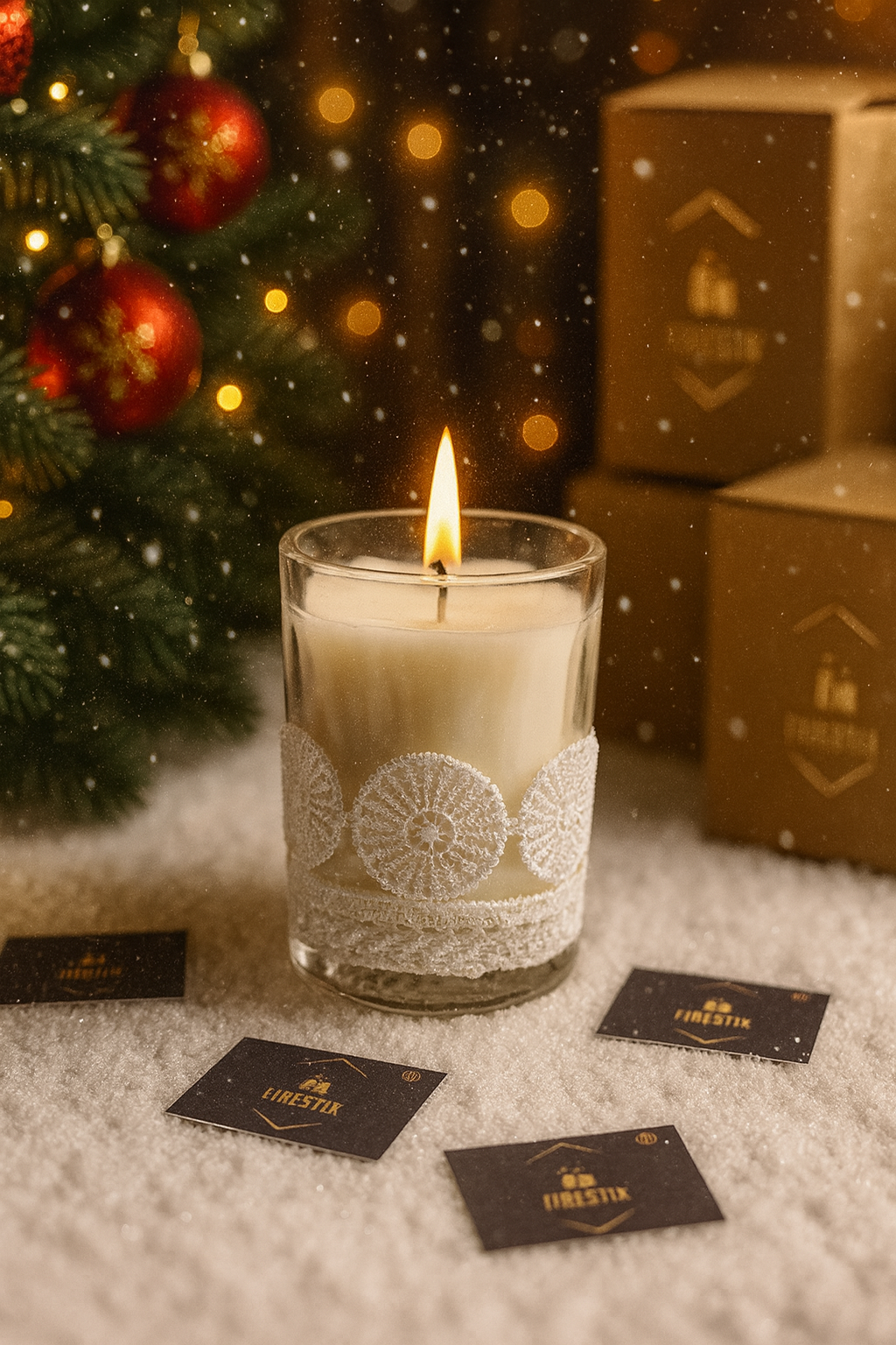 Round Lace Glass Candle