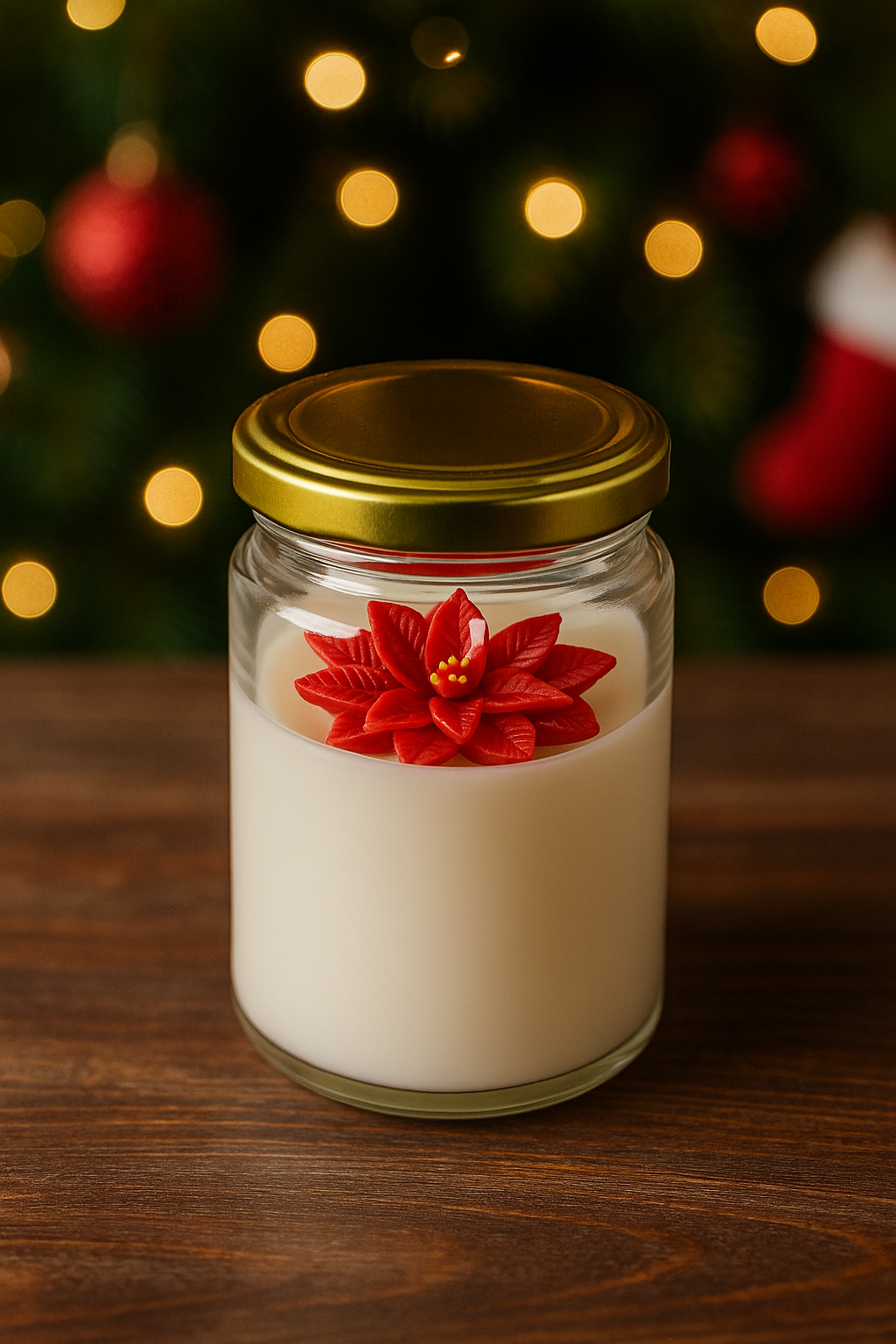 Poinsettia Flower Candle