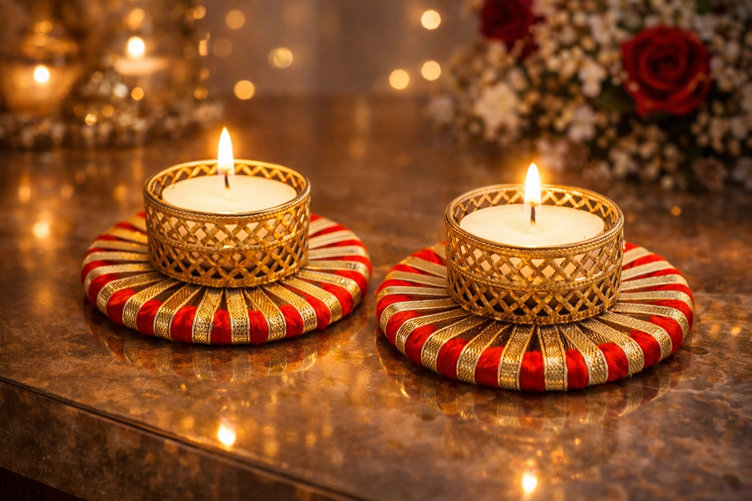 Golden Lace Tealight Holder(pack of 1)
