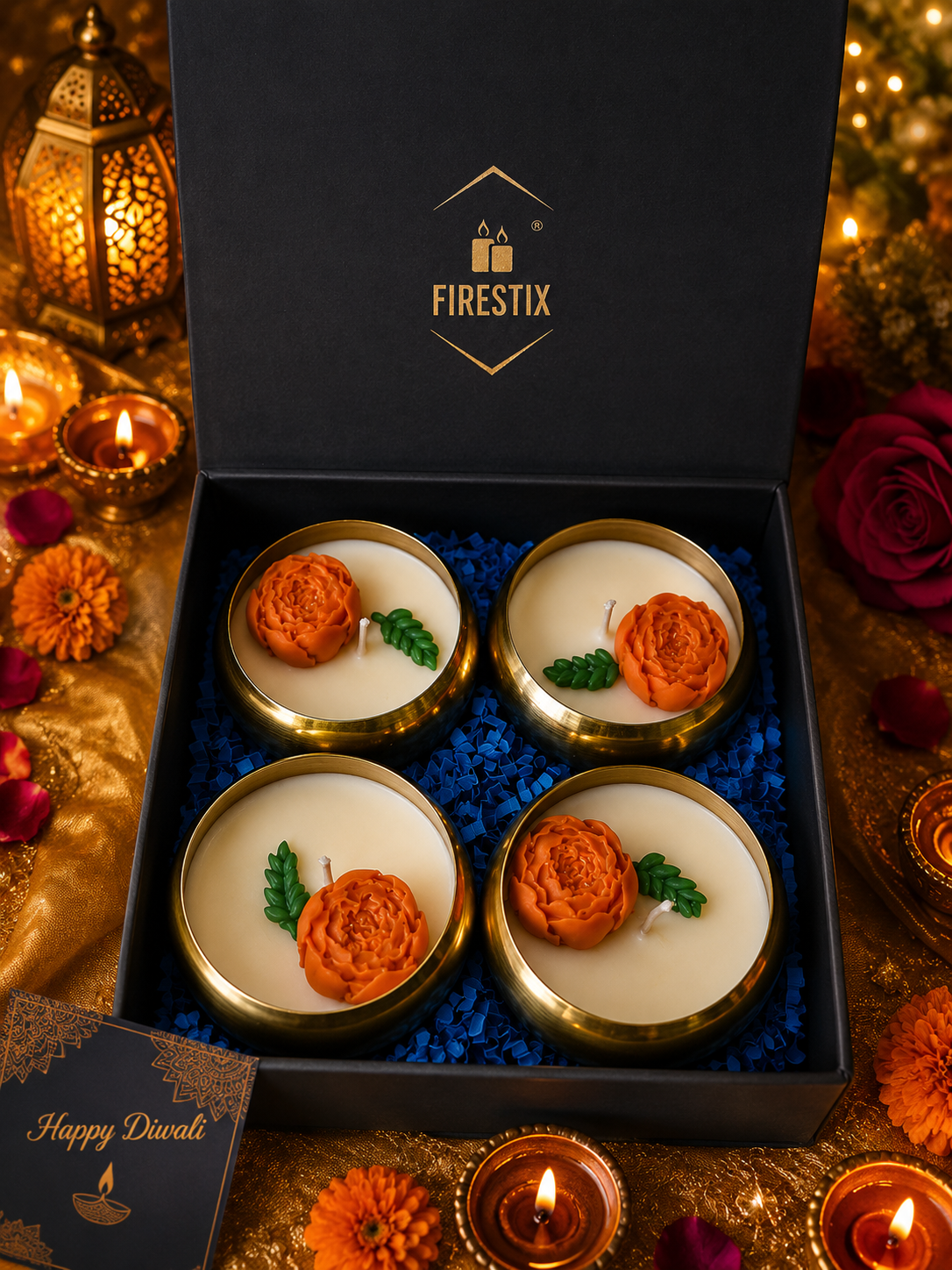 Firestix Premium Gold Urli Candle Gift Hamper -Set of 4