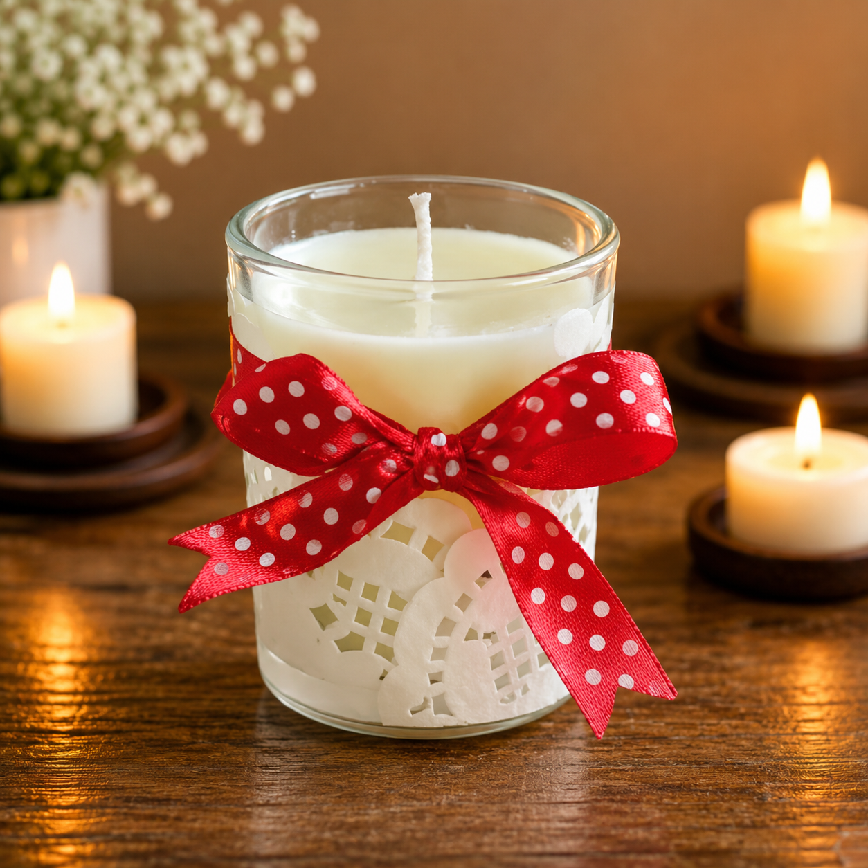 Doily Glass Candle