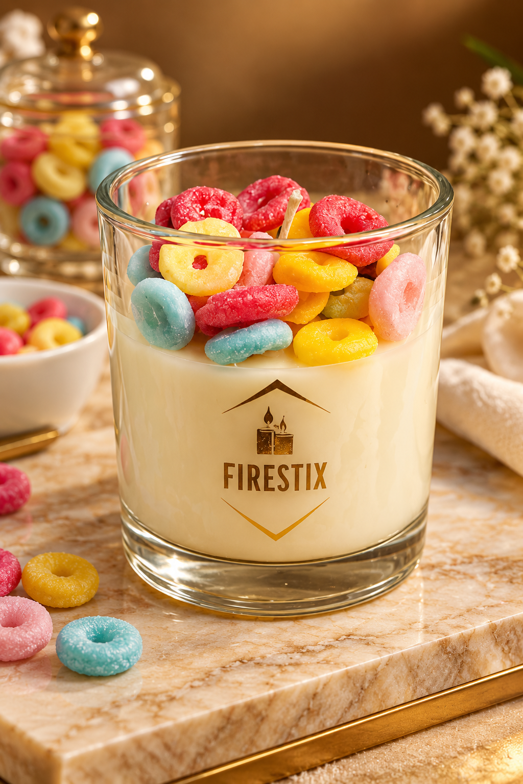 Fruit loop Glass Jar Candle