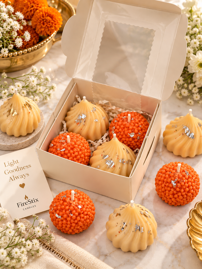 FireStix Festive Delight Candle Gift Box – Handcrafted Decorative Diwali Candles Set