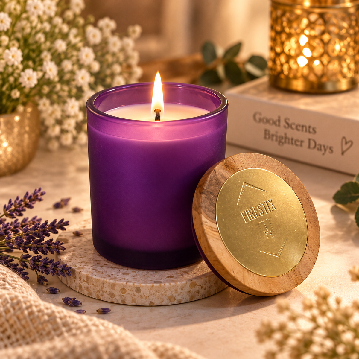 Frosted Glass Candle With Lid  (pack of 1)