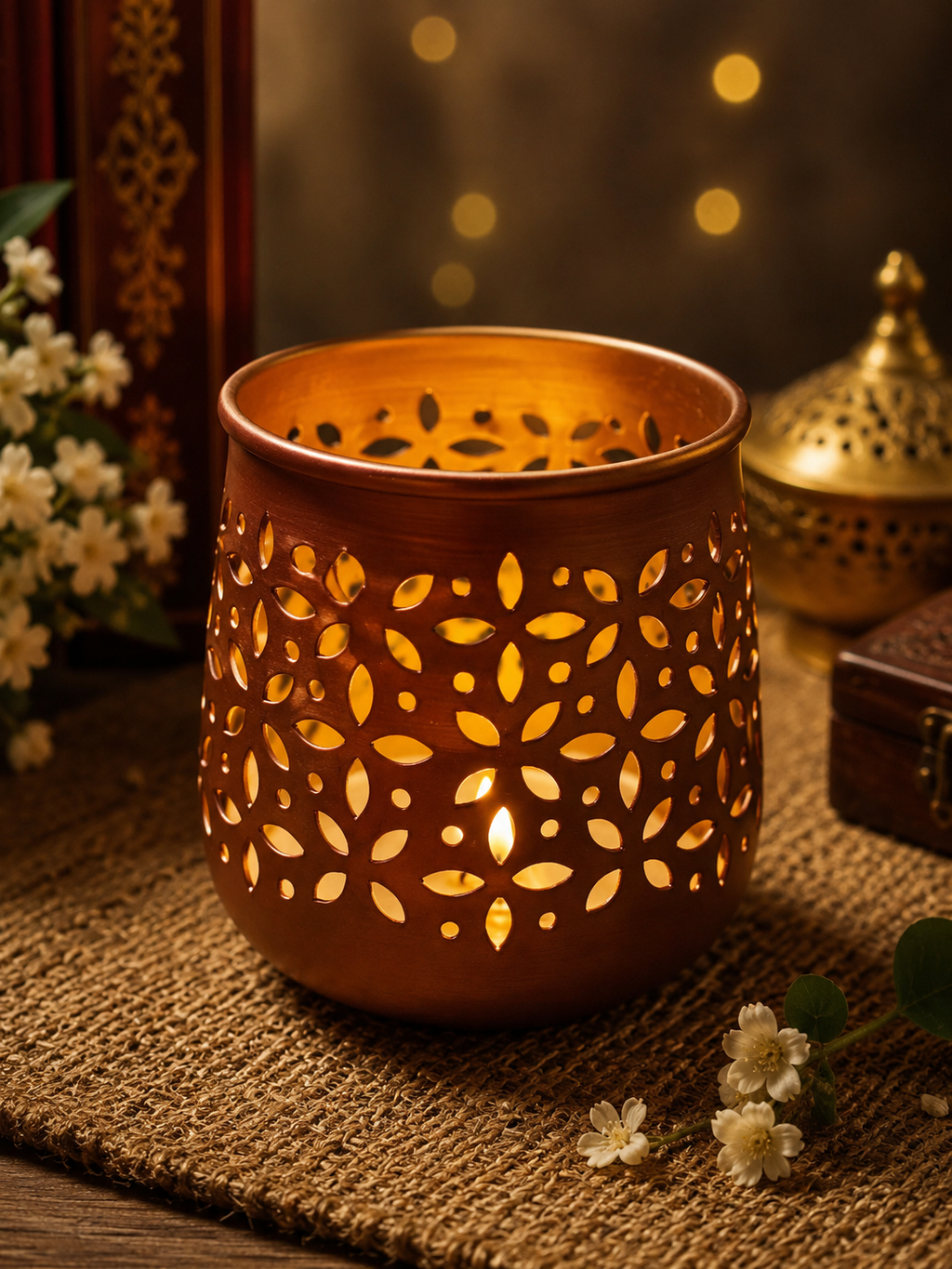 Metal Jaali tealight candle holder