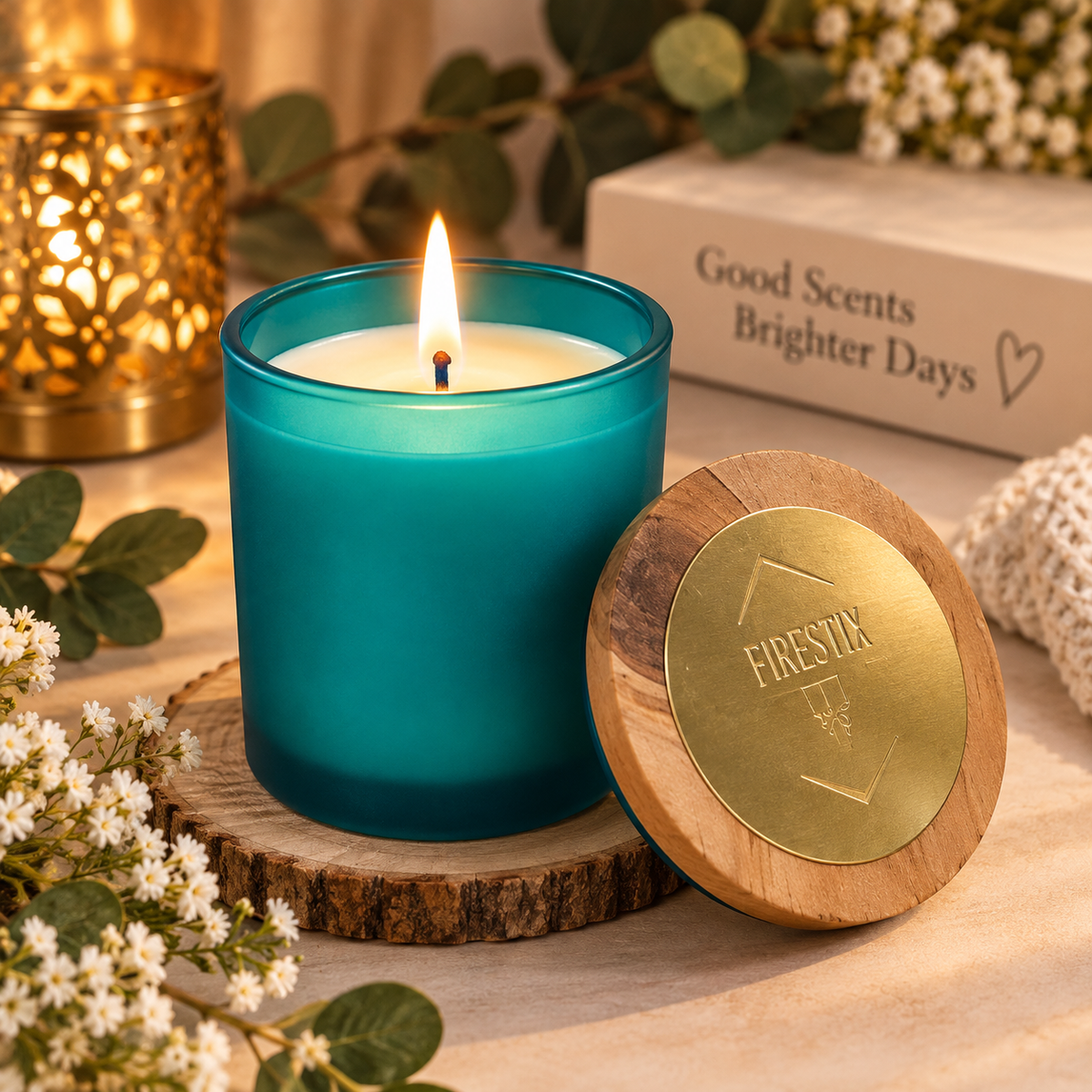 Frosted Glass Candle With Lid  (pack of 1)