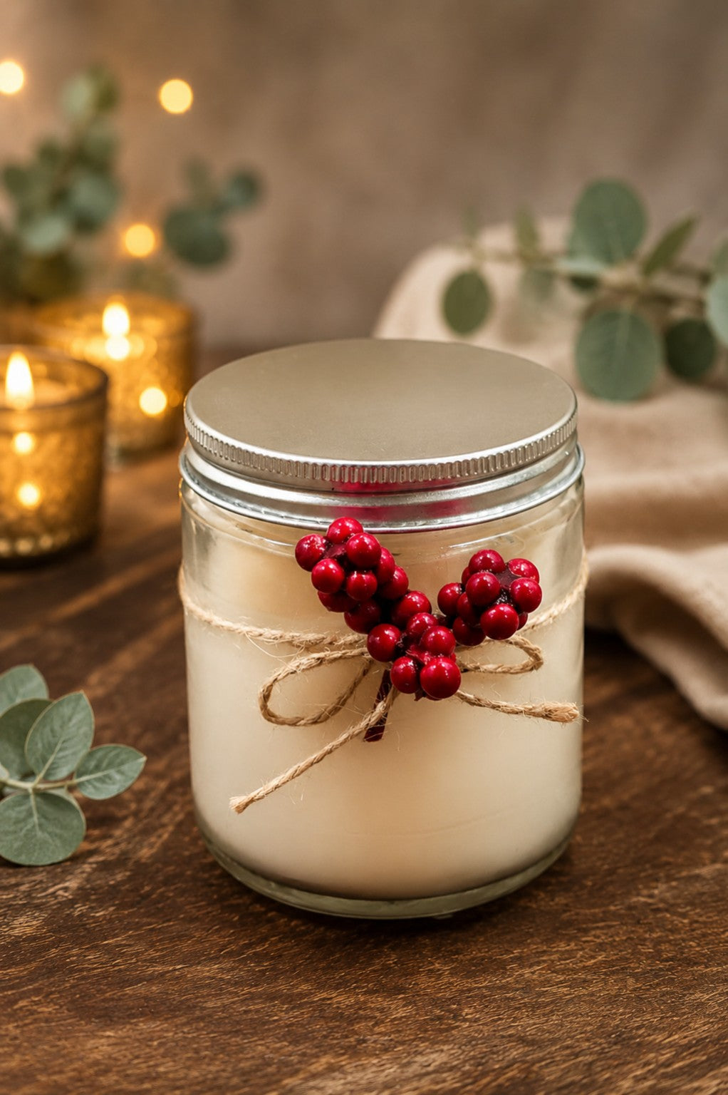 Rustic Berry Glass Jar Candle