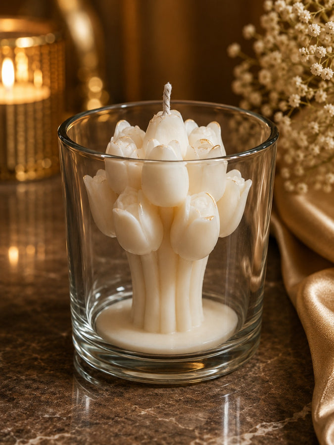 Luxury Tulip Glass Candle