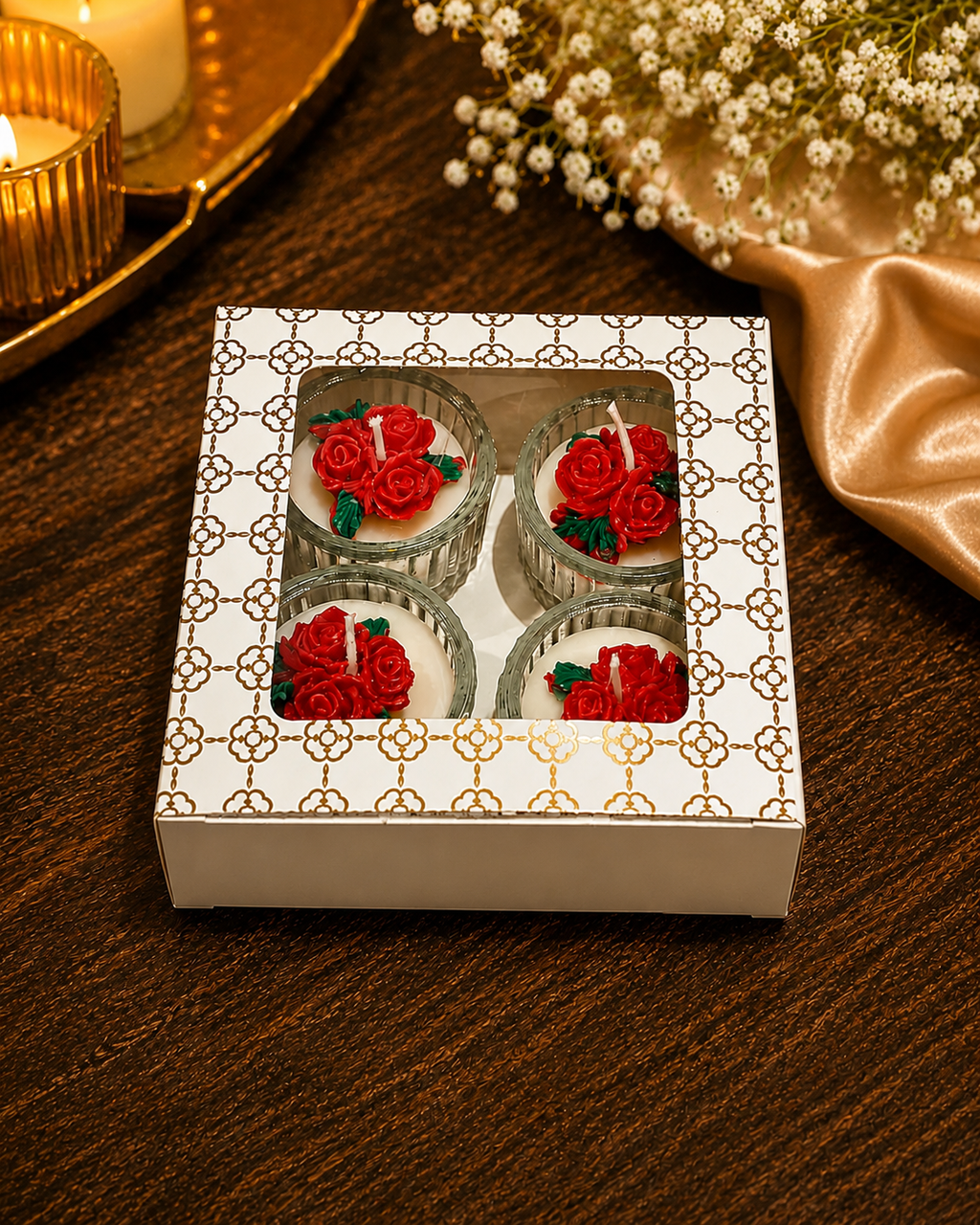 Artisan Floral Candle gift set (pack of 4)