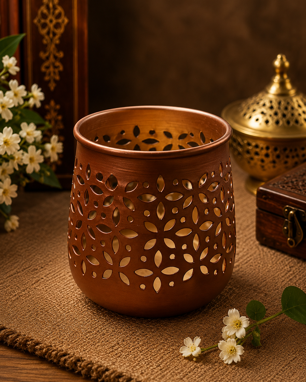 Metal Jaali tealight candle holder