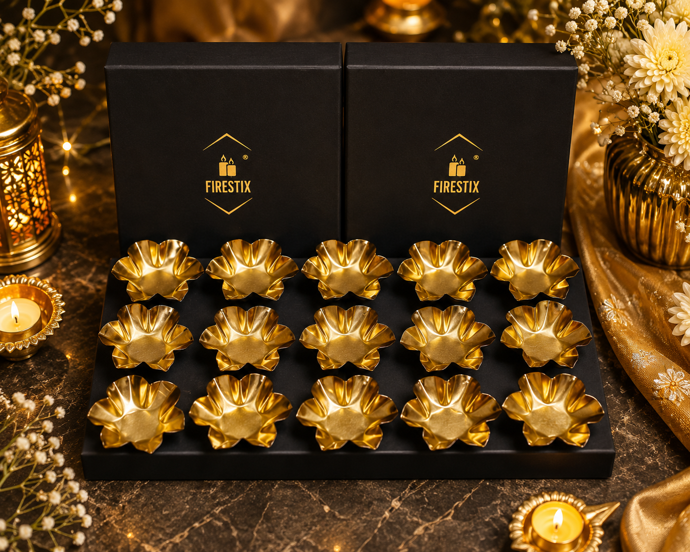 Gold plated flower urli (pack of 15)