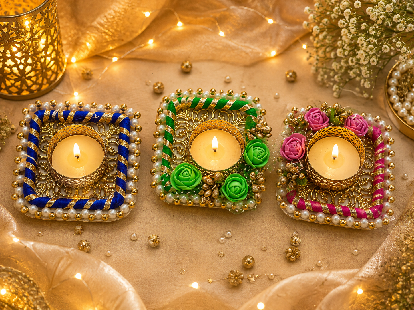 Beaded Tealight Holders (pack of 3)