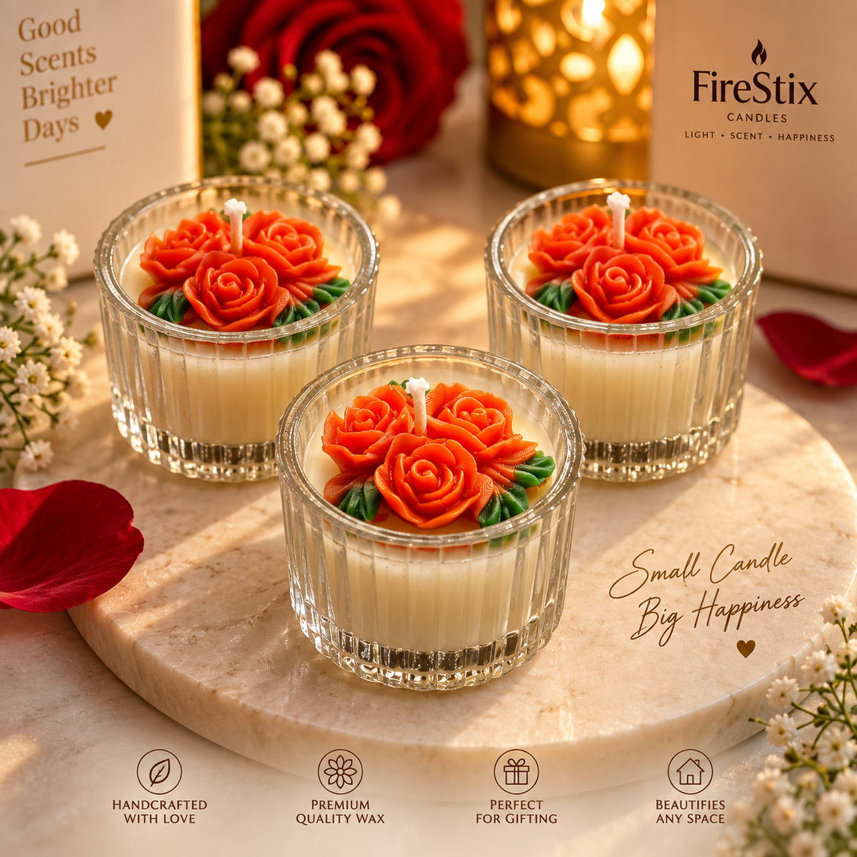 Artisan Floral Candle gift set (pack of 4)